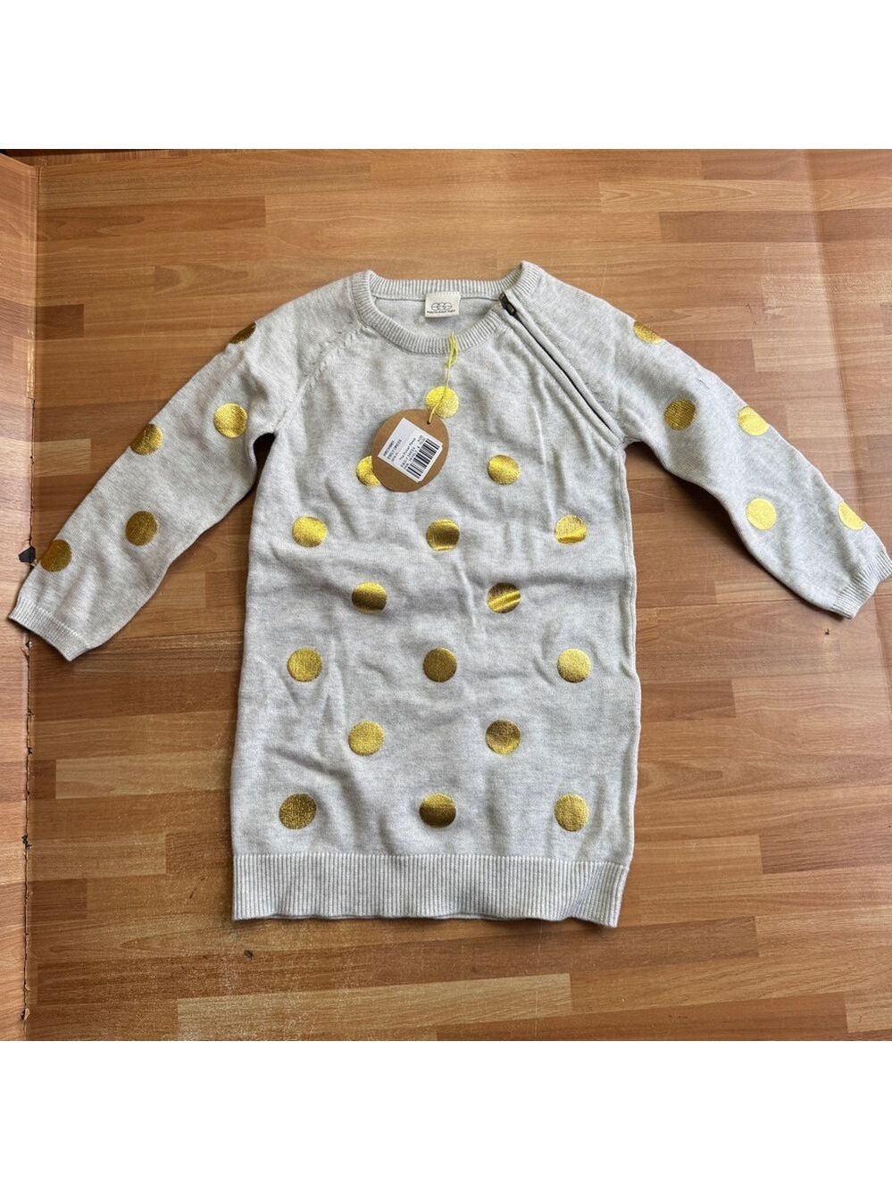 Egg Gold Polka Dot Emily Dress,cotton sweaterknit, 24 months, NWT